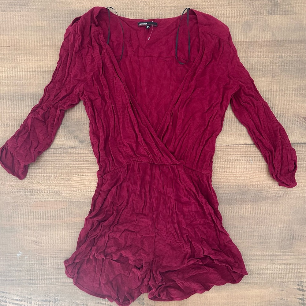 Red Long Sleeve Romper